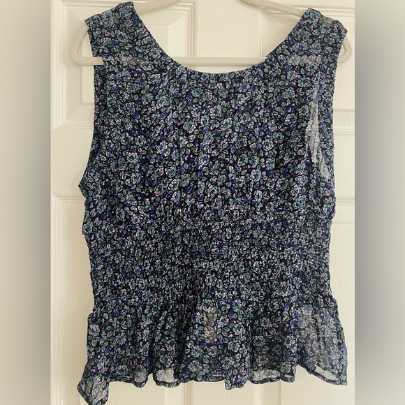 Anthropologie Floral Chiffon Smocked Top NWT Large - Picture 7 of 10